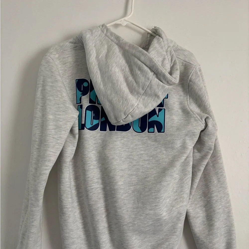Gray Zip-Up Hoodie with Chelsea Stanford Bridge Print - Picture 2 of 4